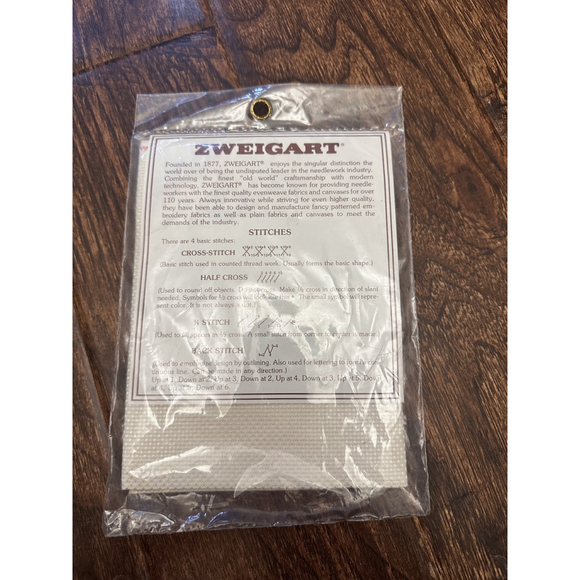 Zweigart Damask Aida Cross Stitch 18-Ct Fabric 12"x18" VTG 1970s Unopened NEW - Picture 5 of 5